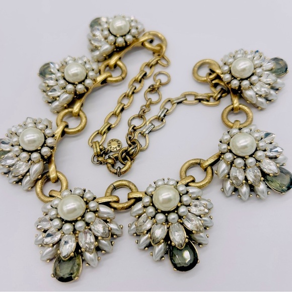 J. Crew Pearl and Jeweled Cluster Necklace - Picture 2 of 3